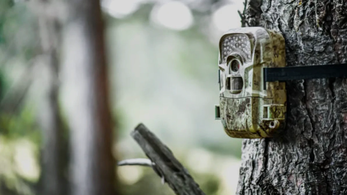 A camera trap in the field