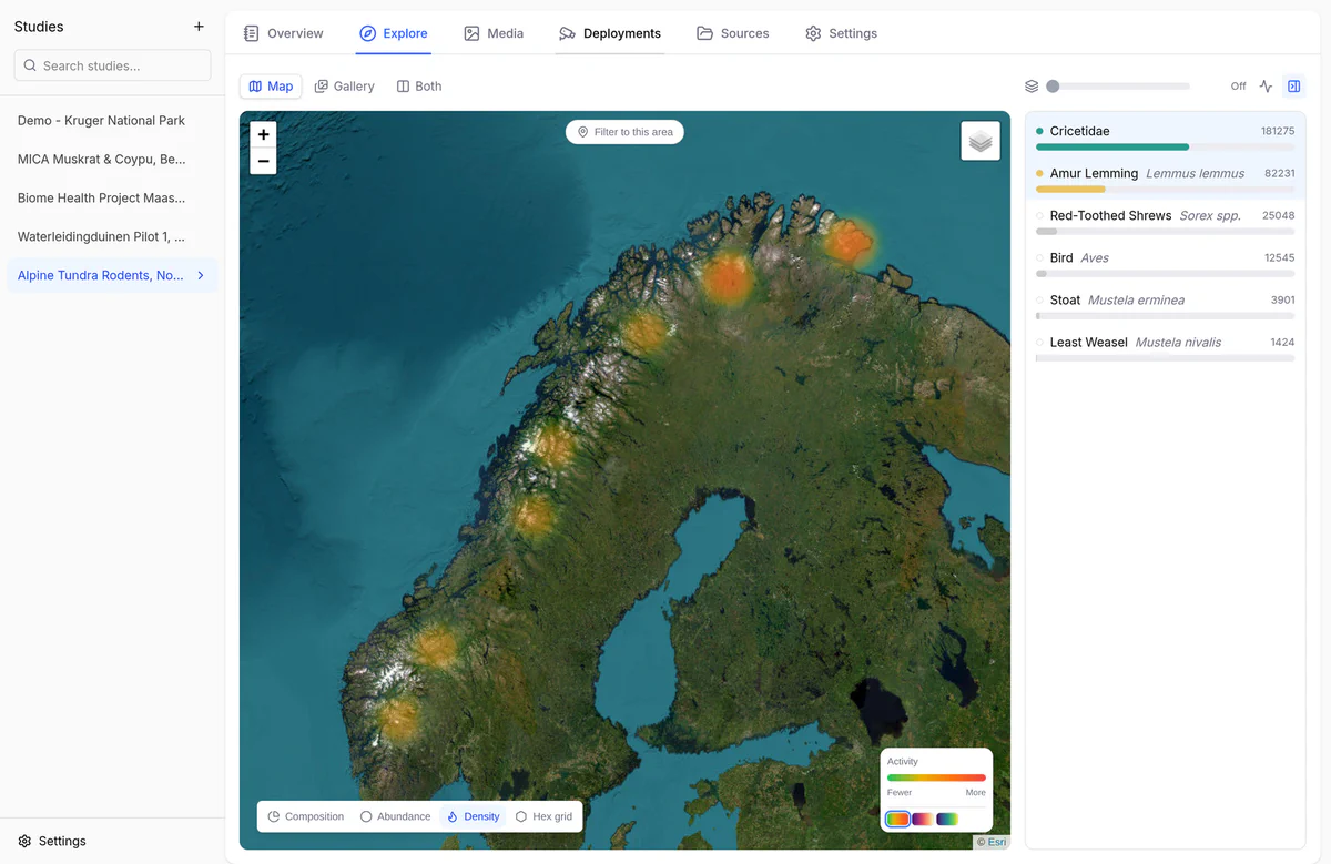 Explore tab density heatmap