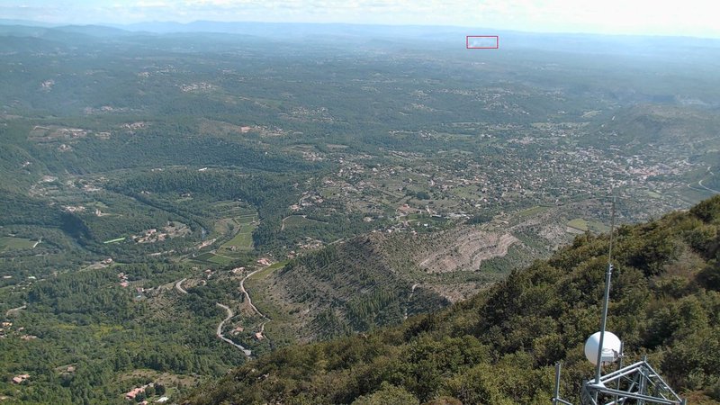 A Pyronear camera&rsquo;s view over forested hills in the Ardèche