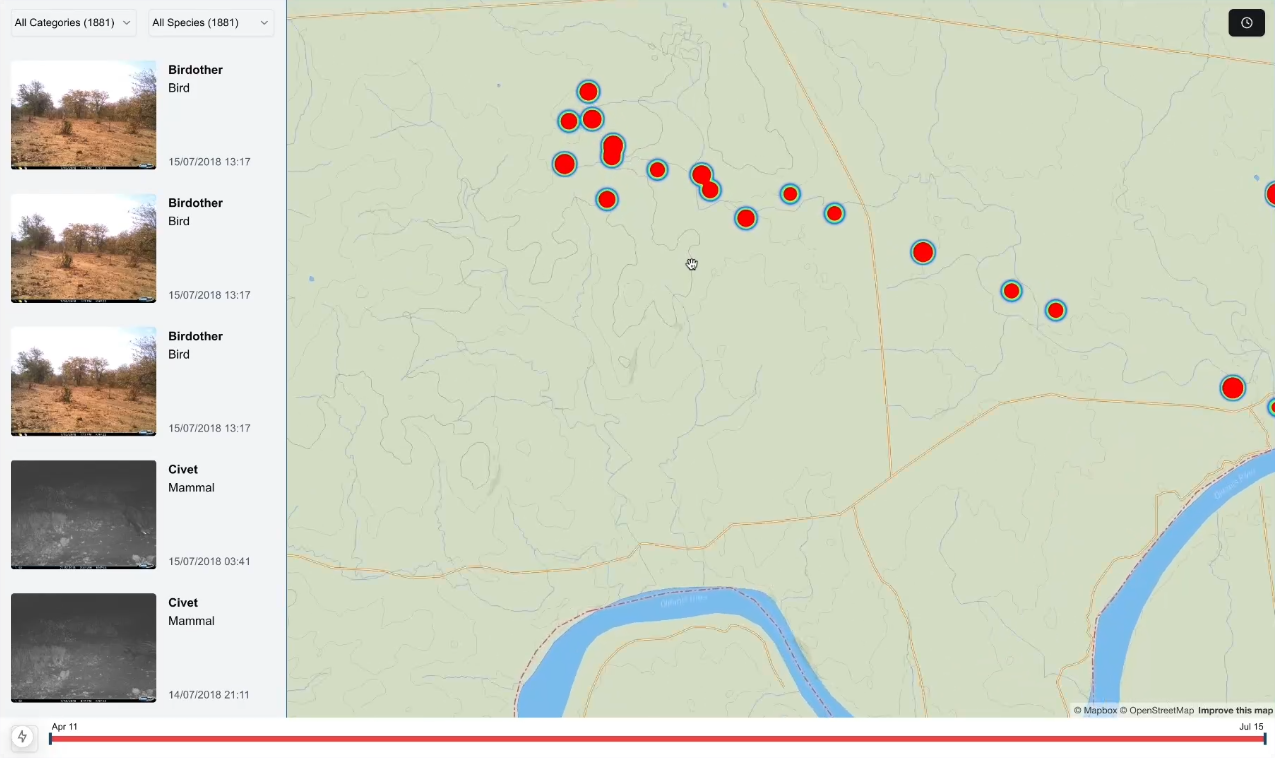 Map Inteactive map showing camera trap locations