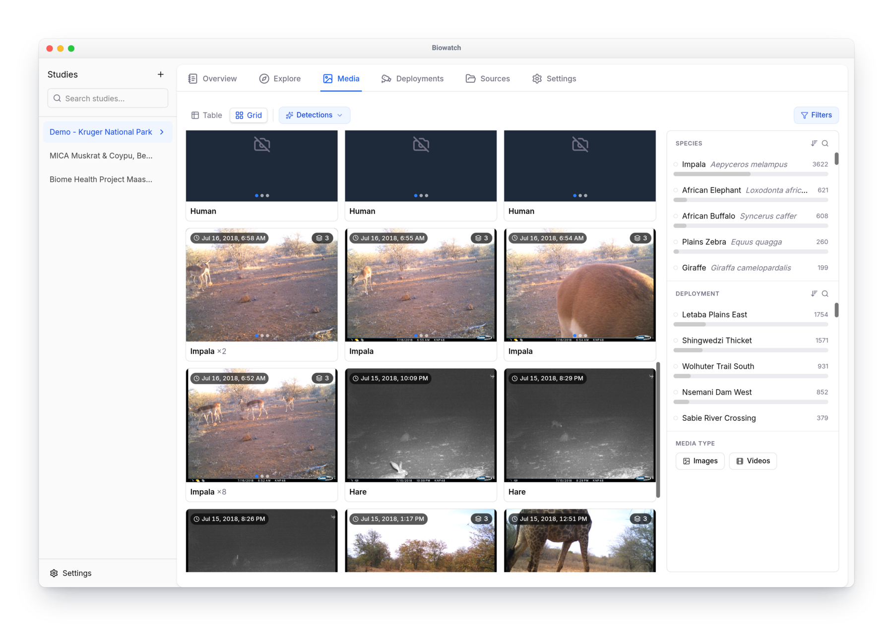 Biowatch media library